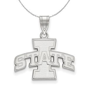 Sterling Silver Iowa State Medium Necklace - 16 Inch